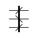 Símbolo de núclo magnético con tres devanados