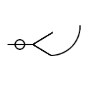 Símbolo de antena reflectora de cuerno con alimentador de guía ondas circular
