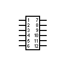 Símbolo del conector de pines, 6x2