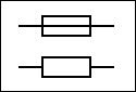 Símbolos del fusible y resistor en las norma europea