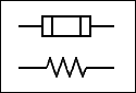 Símbolos del fusible y resistor en las norma americana