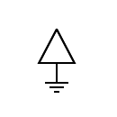 Símbolo del devanado trifásico con conexión delta, cuatro hilos, uno a tierra