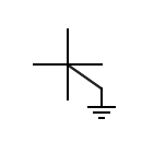 Símbolo del devanado de dos fases, 5 cables, con conxeión a tierra