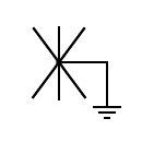 Símbolo del devanado de seis fases, doble conexión en estrella con tierra
