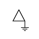 Símbolo del devanado trifásico delta, tres hilos, con tierra