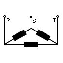 Símbolo de la conexión trifásica con conexión delta