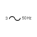 Símbolo de corriente trifásica de 50hz