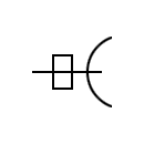 Símbolo de elemento reflector cilíndrico con guiaondas rectangular