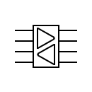 Símbolo repetidor 2 vías y 4 líneas con 4 cables