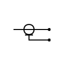 Símbolo de cable coaxial con bornes conectados