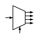 Símbolo del demultiplesor 1 entrada 4 salidas