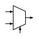 Símbolo del multiplexor, 2 entradas 1 salida