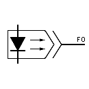 Símbolo de conector macho con fuente de emisión óptica