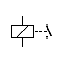 Símbolo del relé, bobina e interruptor
