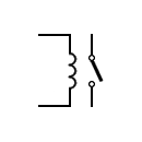 Símbolo del relé, bobina e interruptor