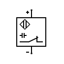 Símbolo de sensor de proximidad capacitivo, salida normalmente cerrada, NC