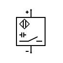 Símbolo de sensor de proximidad capacitivo, salida normalmente abierta, NO