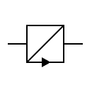 Símbolo del repetidor telegráfico, símplex unidireccional