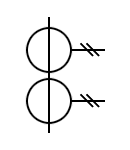 Símbolo del transformador de corriente con dos núcleos