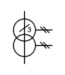 Símbolo del transformador de corriente doble en el mismo núcleo