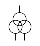 Símbolo del transformador de tres devanados