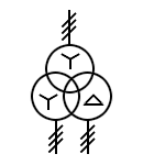 Símbolo del transformador trifásico estrella /  triangulo