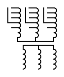 Símbolo del transformador con 4 puntos de conexión
