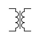Simbolo del transformador con núcle Fe-Si