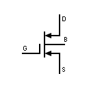 Símbolo transistor MOSFET tipo enriquecimiento 4 terminales