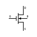 Símbolo transistor tipo empobrecimiento 4 terminales