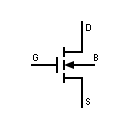 Símbolo transistor MOSFET tipo enriquecimiento 4 terminales