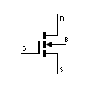 Símbolo transistor MOSFET tipo enriquecimiento 4 terminales