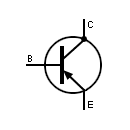 Símbolo del transistor con colector unido a la cubierta