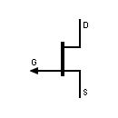 Símbolo del transistor JFET, canal P